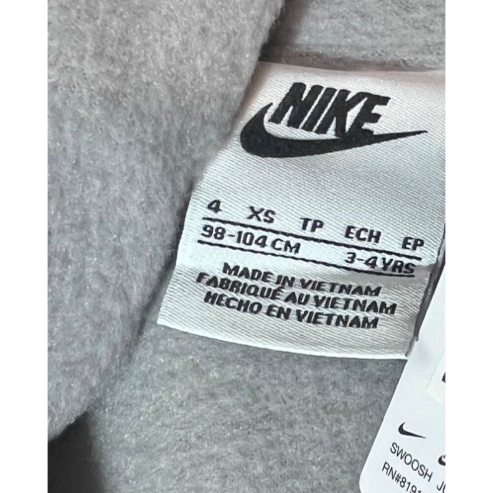 Nike fleece kids 4/XS NWT atmosphere gray zip up jacket coat - Picture 2 of 3